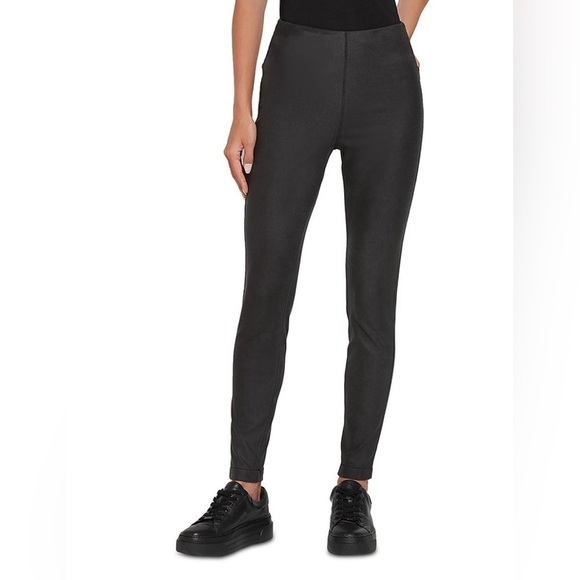 NWT LYSSE Metallic Coated Toothpick Black Legging - Picture 1 of 6